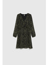 Moodo Olívazöld ruha állati mintával Moodo