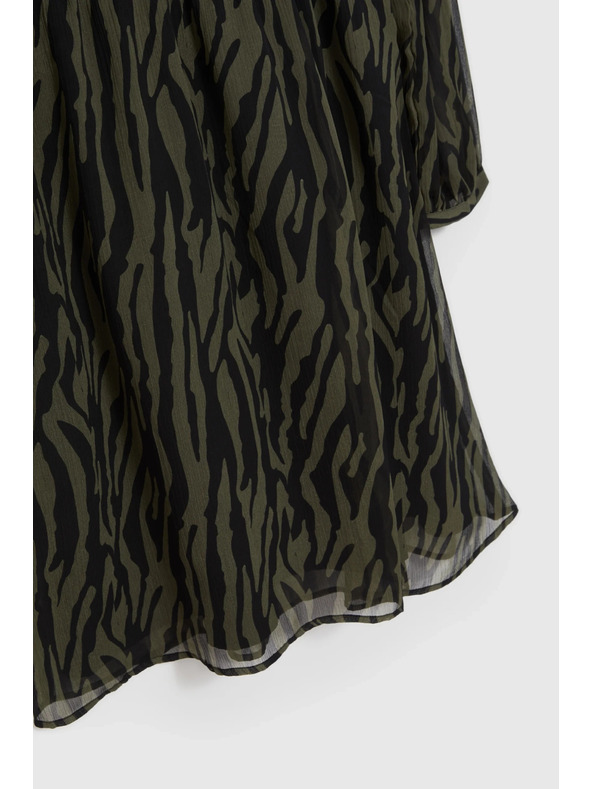 Moodo Olívazöld ruha állati mintával Moodo