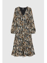 Moodo Fekete ruha növényi mintával és övvel Moodo