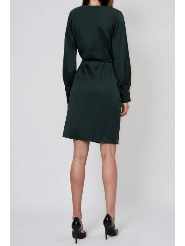 Moodo Zöld ruha csípőrészén ráncolt Moodo