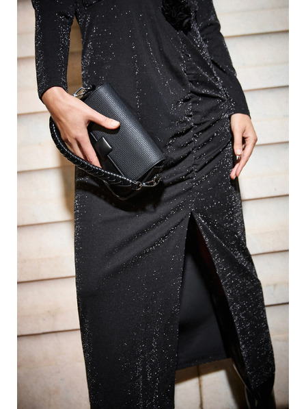 Moodo Fekete maxi ruha oldalsó hasítékkal Moodo