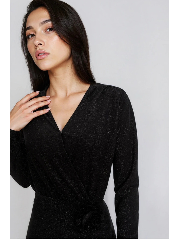 Moodo Fekete maxi ruha oldalsó hasítékkal Moodo