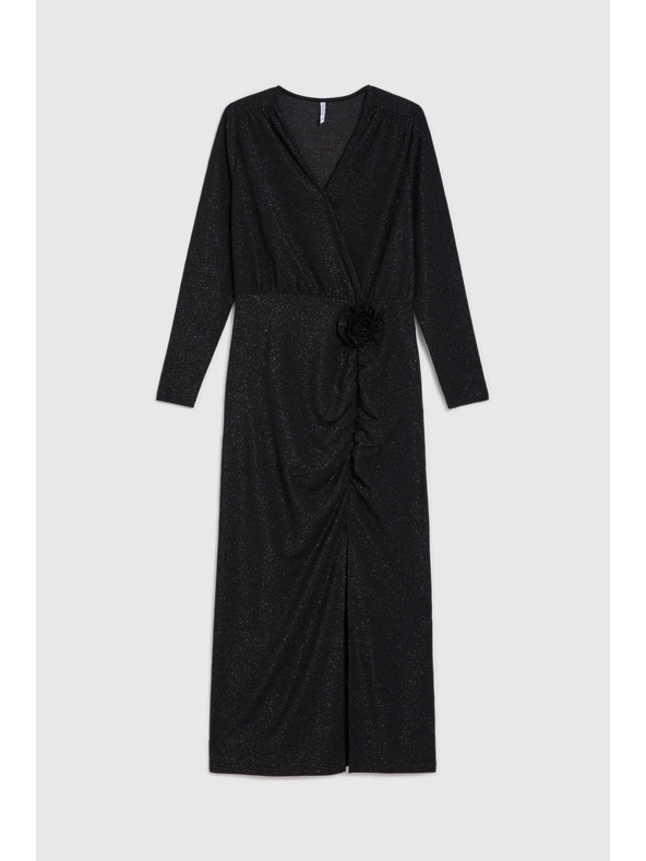 Moodo Fekete maxi ruha oldalsó hasítékkal Moodo