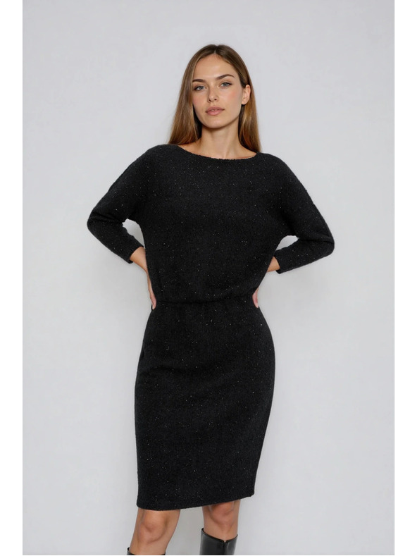 Moodo Fekete csillogó szállal díszített ruha Moodo