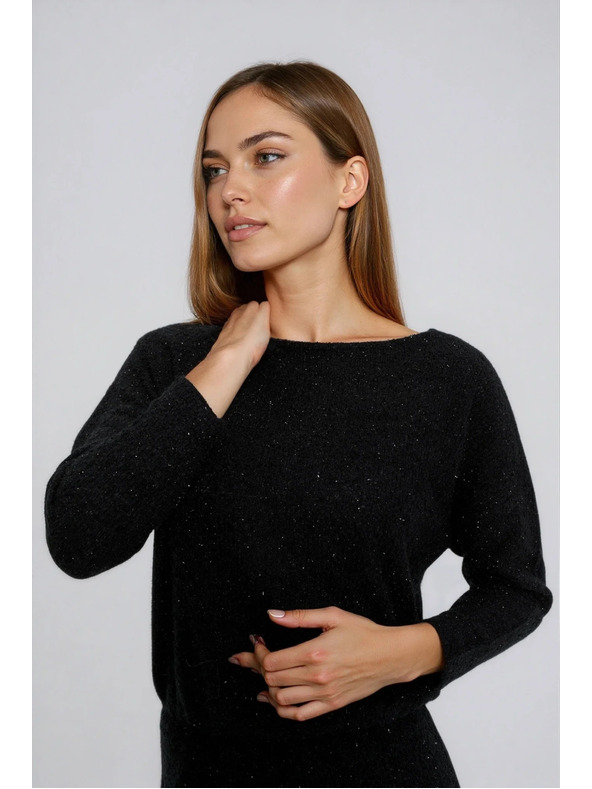 Moodo Fekete csillogó szállal díszített ruha Moodo