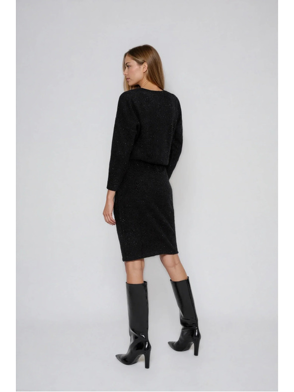 Moodo Fekete csillogó szállal díszített ruha Moodo