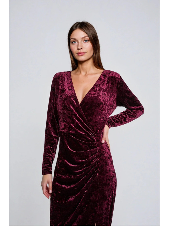 Moodo Bordó bársony midi ruha Moodo