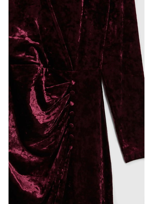 Moodo Bordó bársony midi ruha Moodo