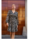 Moodo Mintás fekete dekoltált ruha Moodo