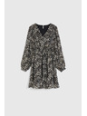 Moodo Mintás fekete dekoltált ruha Moodo