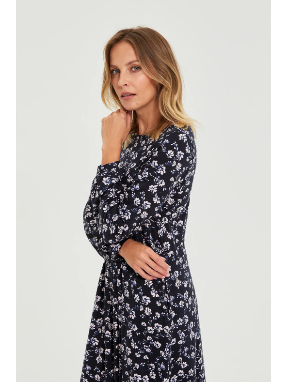 Moodo Sötétkék midi virágos ruha Moodo