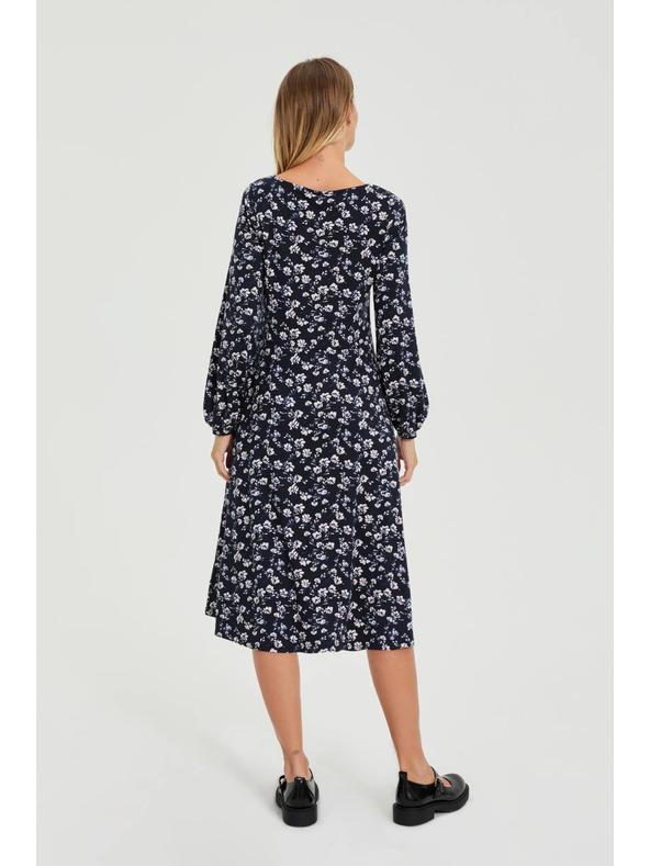 Moodo Sötétkék midi virágos ruha Moodo