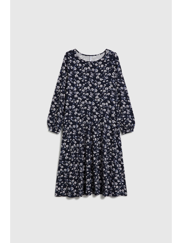 Moodo Sötétkék midi virágos ruha Moodo