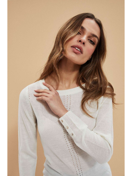 Moodo Gyöngyház színű pulóver áttört díszítéssel Moodo