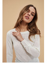 Moodo Gyöngyház színű pulóver áttört díszítéssel Moodo