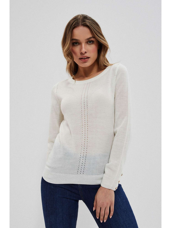 Moodo Gyöngyház színű pulóver áttört díszítéssel Moodo