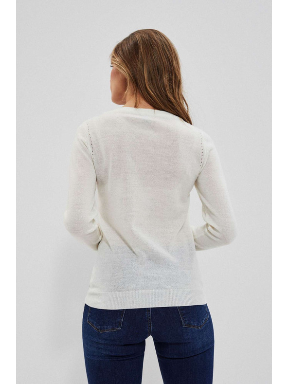 Moodo Gyöngyház színű pulóver áttört díszítéssel Moodo