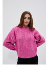 Moodo Fukszia pulóver fonott mintával Moodo