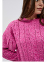 Moodo Fukszia pulóver fonott mintával Moodo