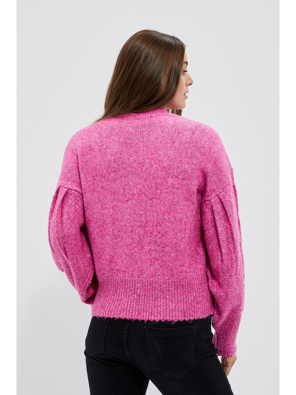 Moodo Fukszia pulóver fonott mintával Moodo