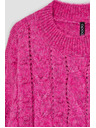 Moodo Fukszia pulóver fonott mintával Moodo