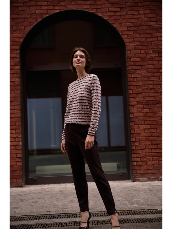 Moodo Csíkos bézs pulóver Moodo