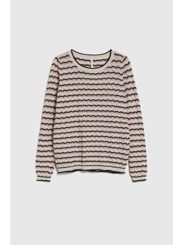 Moodo Csíkos bézs pulóver Moodo