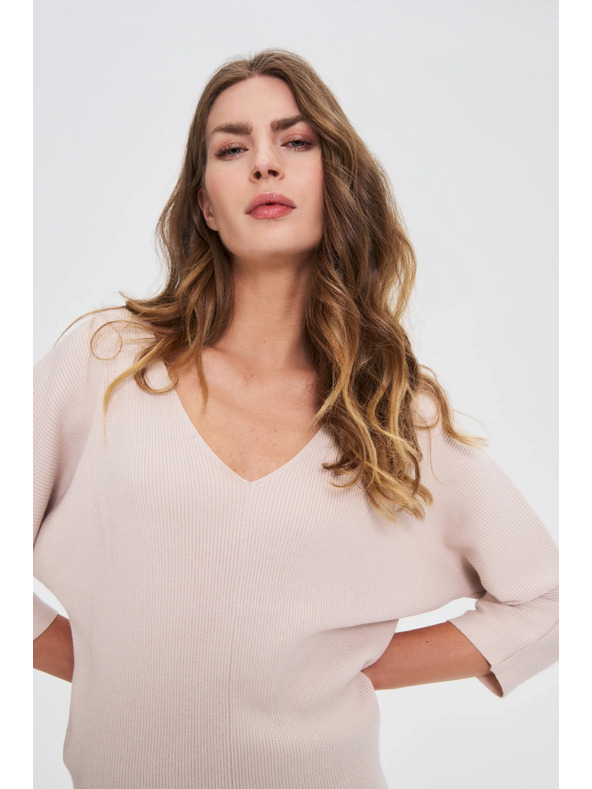 Moodo Bézs 3/4-es ujjú pulóver Moodo