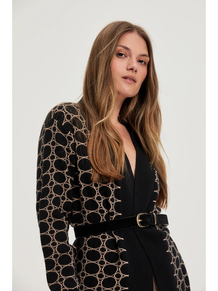 Moodo Fekete kardigán geometriai mintával Moodo