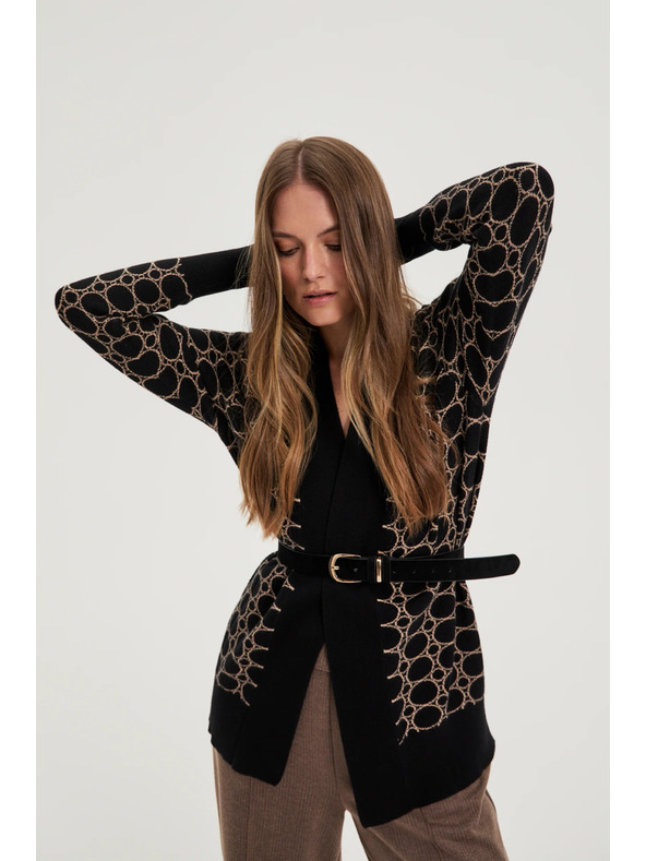 Moodo Fekete kardigán geometriai mintával Moodo