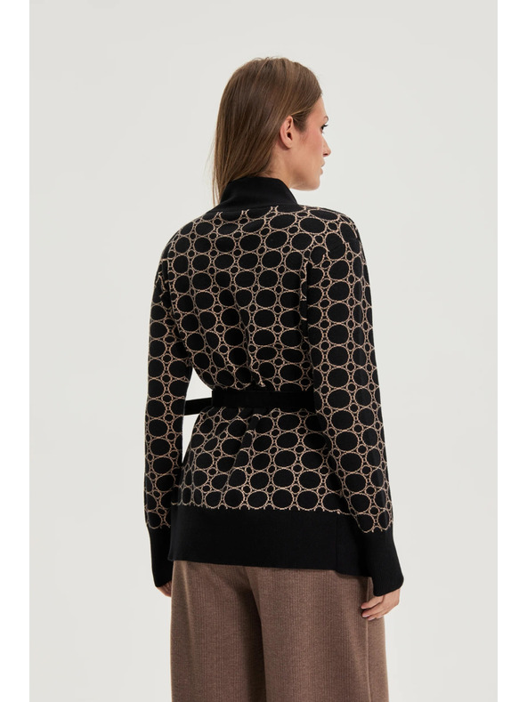 Moodo Fekete kardigán geometriai mintával Moodo