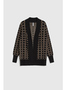Moodo Fekete kardigán geometriai mintával Moodo