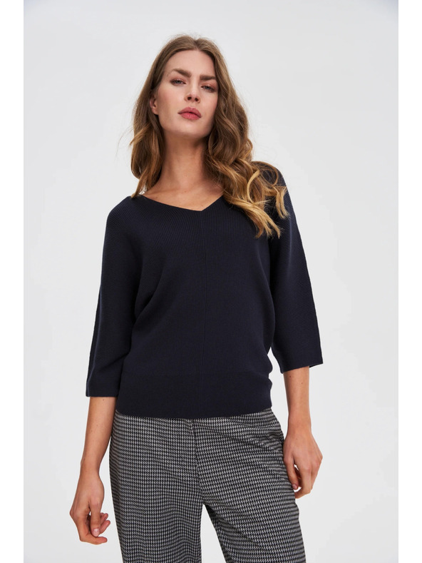 Moodo Sötétkék 3/4-es ujjú pulóver Moodo