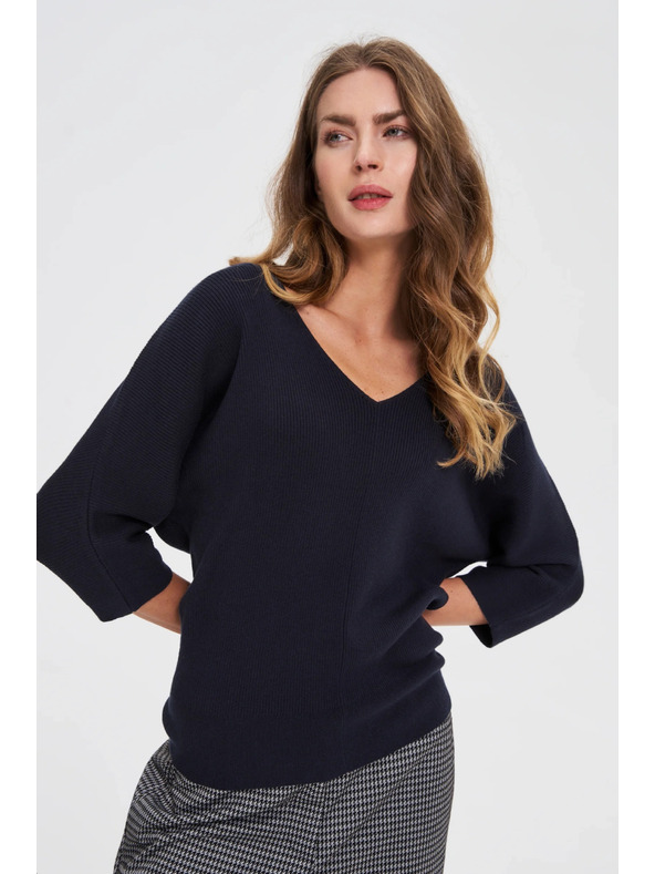 Moodo Sötétkék 3/4-es ujjú pulóver Moodo