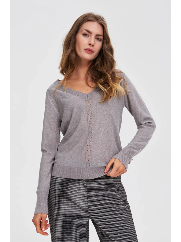 Moodo Szürke metál szálas pulóver Moodo
