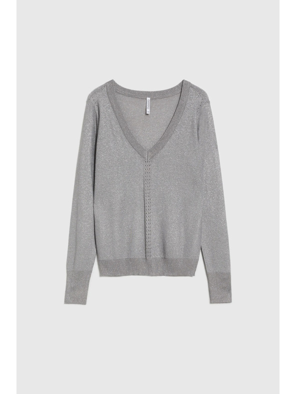 Moodo Szürke metál szálas pulóver Moodo