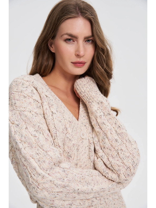 Moodo Bézs díszített kötött kardigán Moodo