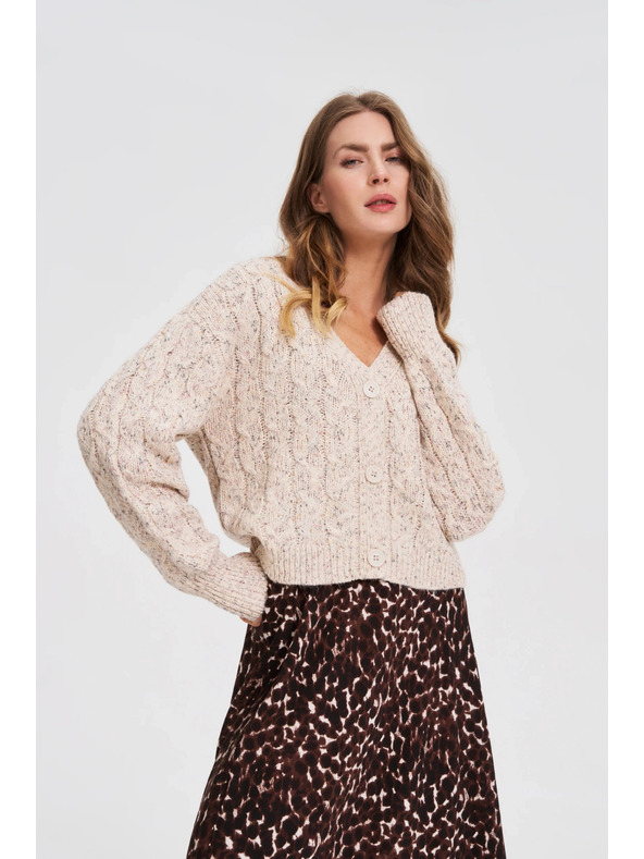 Moodo Bézs díszített kötött kardigán Moodo