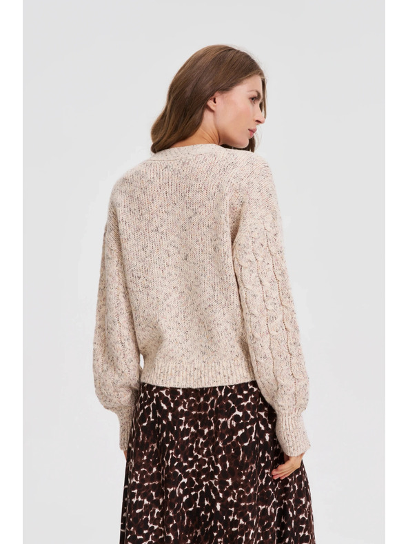 Moodo Bézs díszített kötött kardigán Moodo