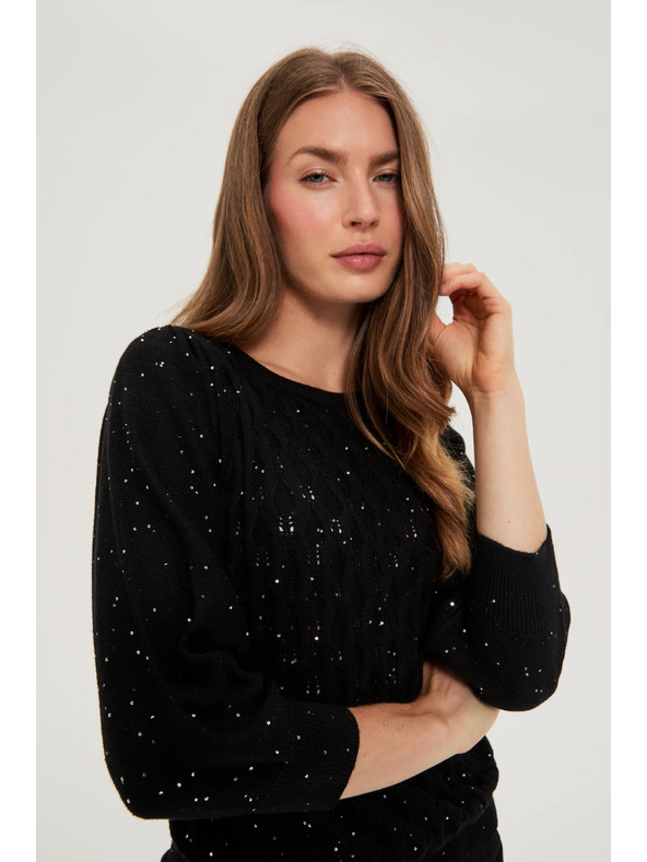 Moodo Flitteres pulóver fekete Moodo