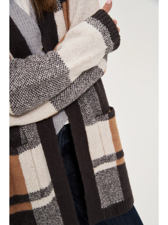 Moodo Bézs kockás kardigán Moodo