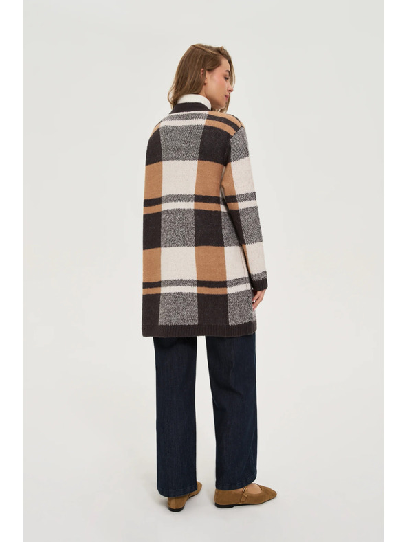 Moodo Bézs kockás kardigán Moodo