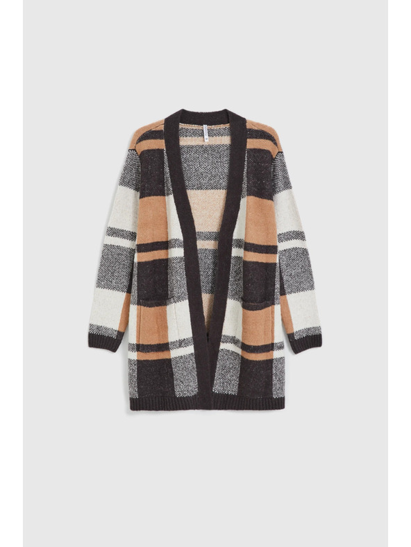 Moodo Bézs kockás kardigán Moodo
