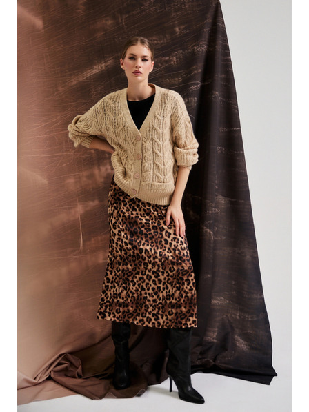 Moodo Bézs V-nyakú kardigán Moodo