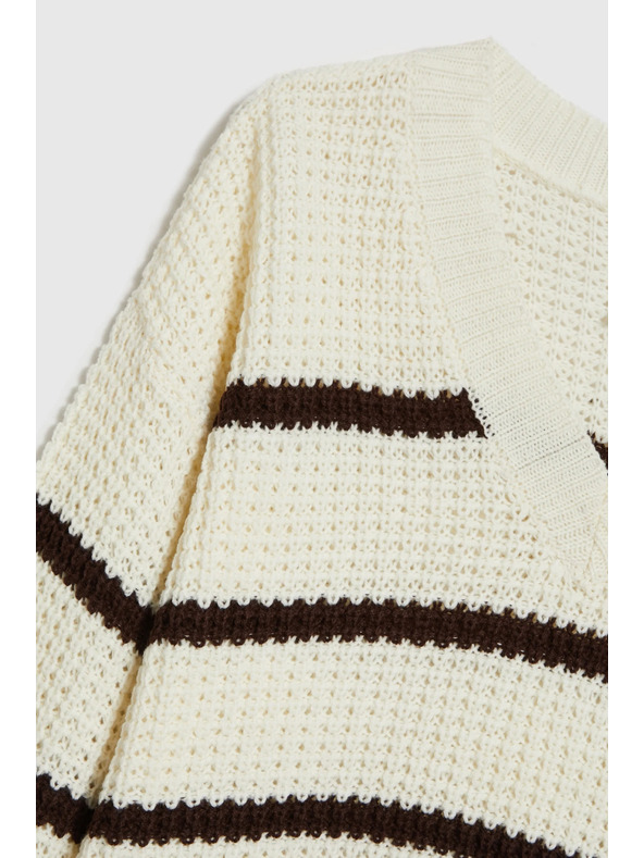 Moodo Csíkos bézs pulóver Moodo