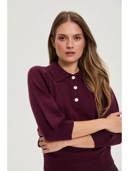 Moodo Galléros pulóver bordó Moodo