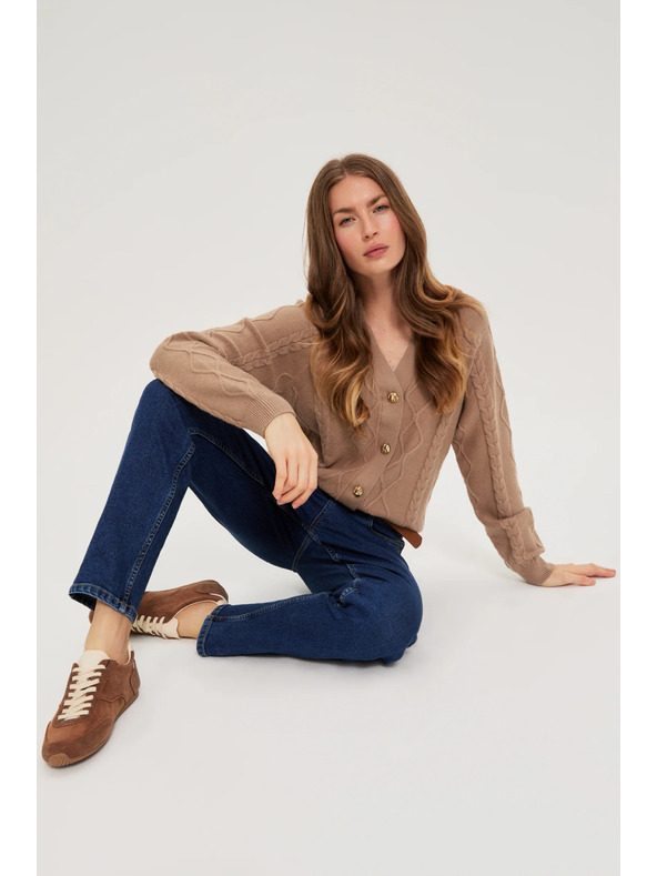 Moodo Kötött bézs kardigán Moodo