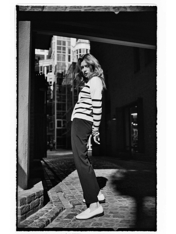 Moodo Csíkos kardigán ecru Moodo