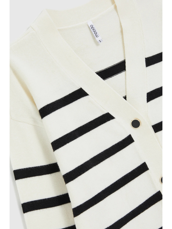 Moodo Csíkos kardigán ecru Moodo