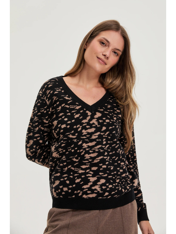 Moodo Egyszerű szabású pulóver fekete Moodo